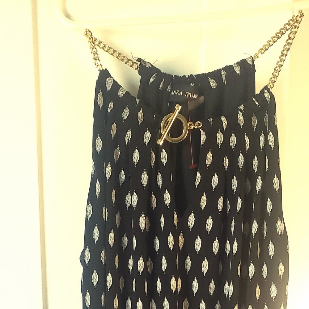 Ivanka Trump Gold Chain Shift Dress Black S